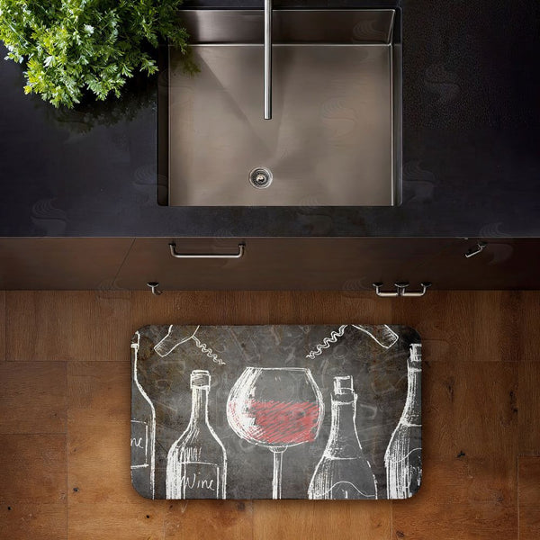 Stupell Industries Kim Allen | Kitchen Wine Chalkboard Anti-Fatigue Mat