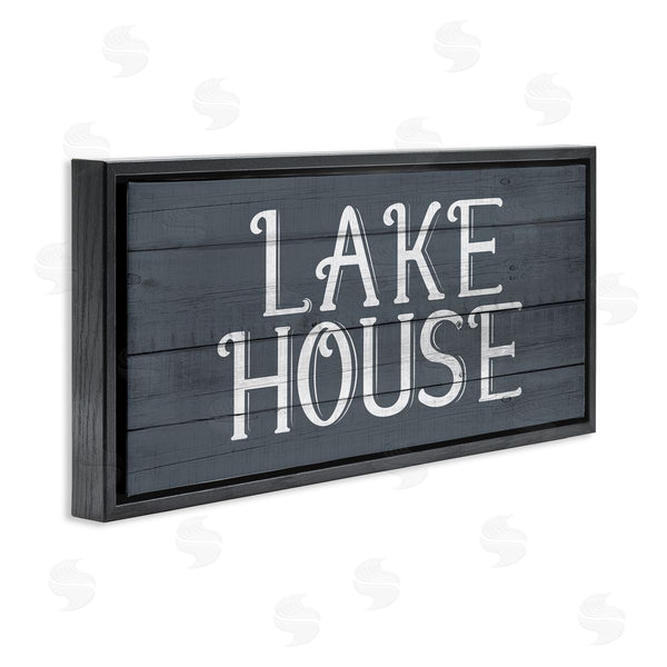 Stupell Industries Kim Allen | Lake House Sign Blue White Planked Look
