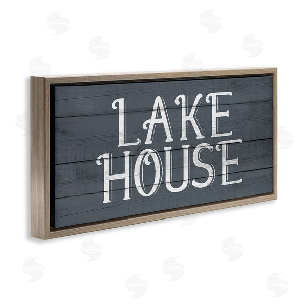 Stupell Industries Kim Allen | Lake House Sign Blue White Planked Look