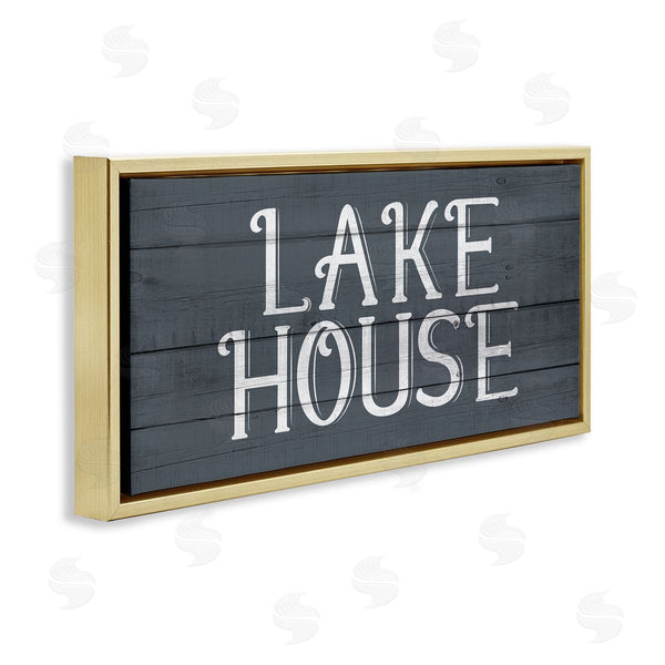 Stupell Industries Kim Allen | Lake House Sign Blue White Planked Look