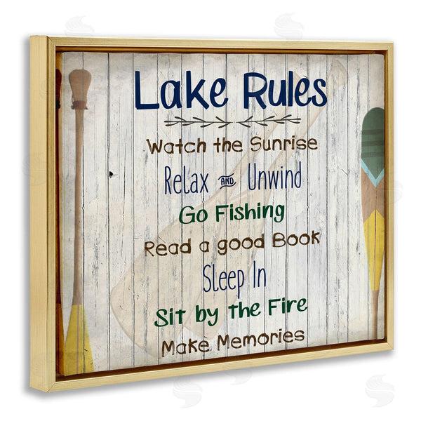 Stupell Industries Kim Allen | Lake Rules List And Oars