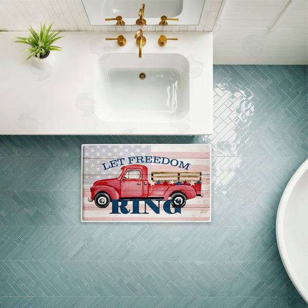 Stupell Industries Kim Allen | Let Freedom Ring Truck Plush Bath Mat