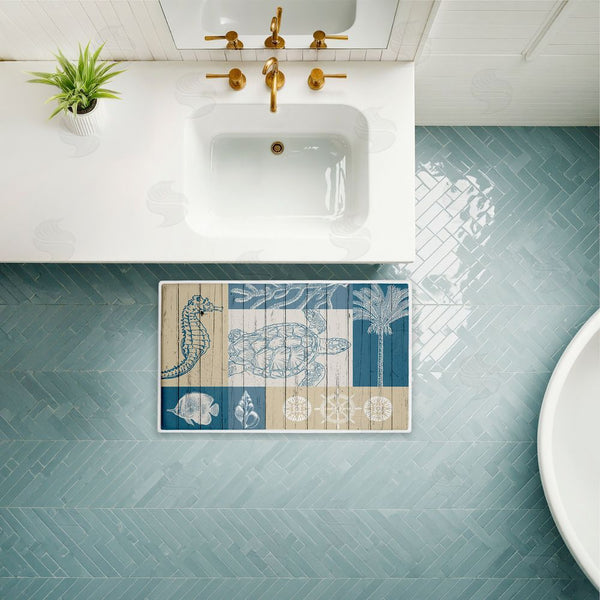 Stupell Industries Kim Allen | Let's Sail Nautical Creatures Plush Bath Mat