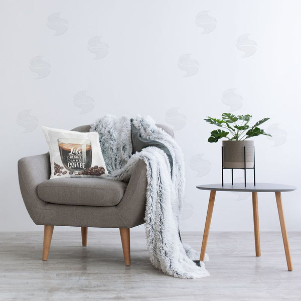 Stupell Industries Kim Allen | Life Begins After Coffee Printed Throw Pillow