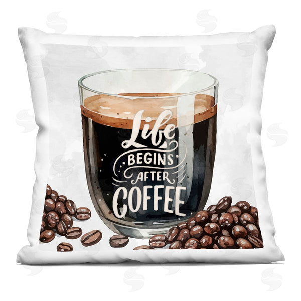 stupell industries Kim Allen | Life Begins After Coffee Printed Throw Pillow