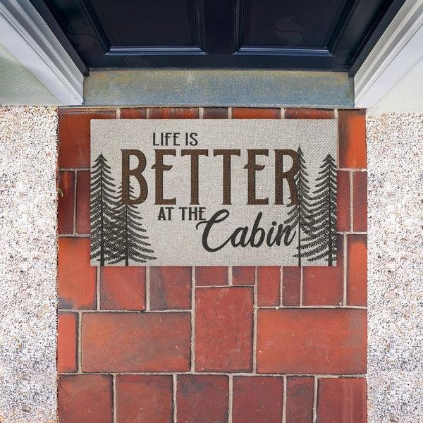 Stupell Industries Kim Allen | Life Is Better At Cabin Faux Sisal Door Mat