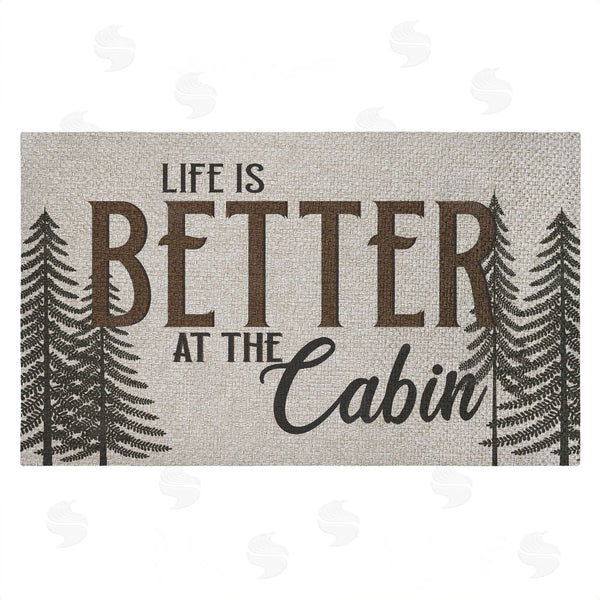 stupell industries Kim Allen | Life Is Better At Cabin Faux Sisal Door Mat