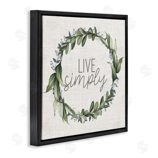 Stupell Industries Kim Allen | Live Simply Phrase Green Botanical Leaf Wreath Wall Art