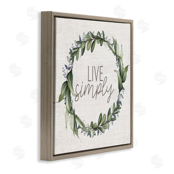 Stupell Industries Kim Allen | Live Simply Phrase Green Botanical Leaf Wreath Wall Art