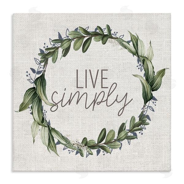 stupell industries Kim Allen | Live Simply Phrase Green Botanical Leaf Wreath Wall Art