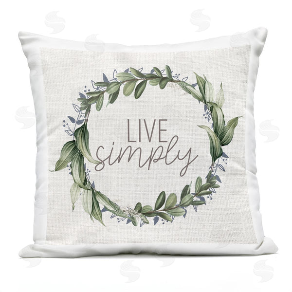 Stupell Industries Kim Allen | Live Simply Rustic Green Botanical Herb Wreath Printed Throw Pillow