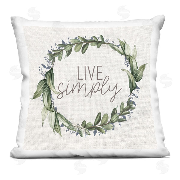 stupell industries Kim Allen | Live Simply Rustic Green Botanical Herb Wreath Printed Throw Pillow