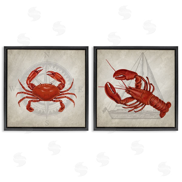 Stupell Industries Kim Allen | Lobster And Crab Compass