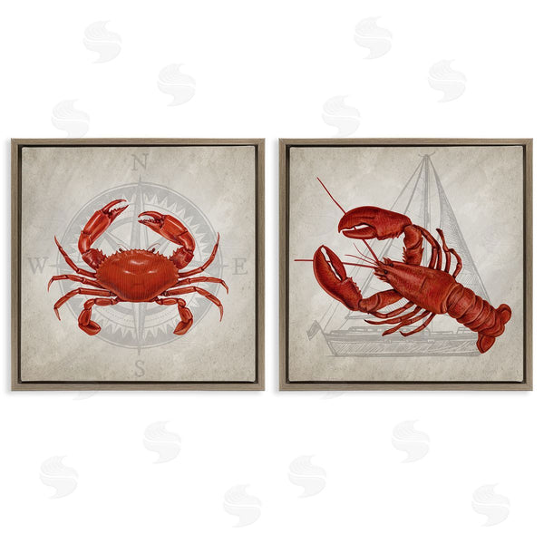 Stupell Industries Kim Allen | Lobster And Crab Compass