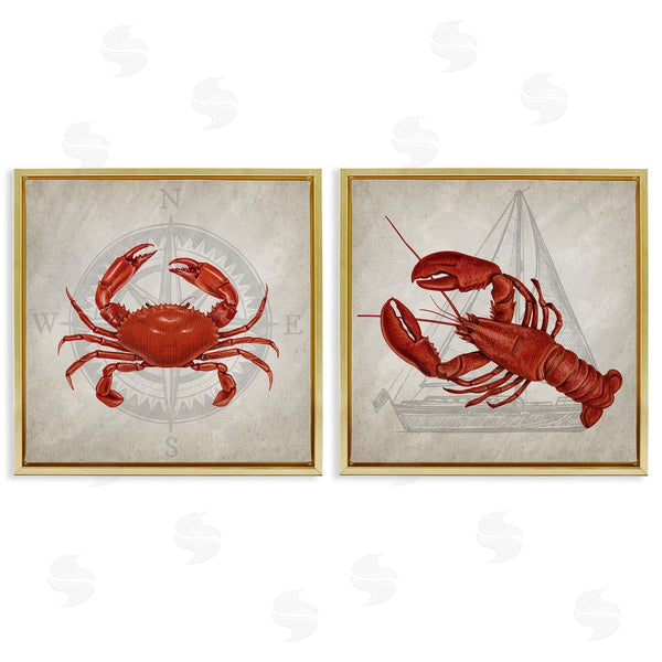 Stupell Industries Kim Allen | Lobster And Crab Compass