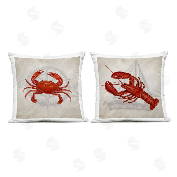 Stupell Industries Kim Allen | Lobster And Crab Compass Printed Throw Pillow Set