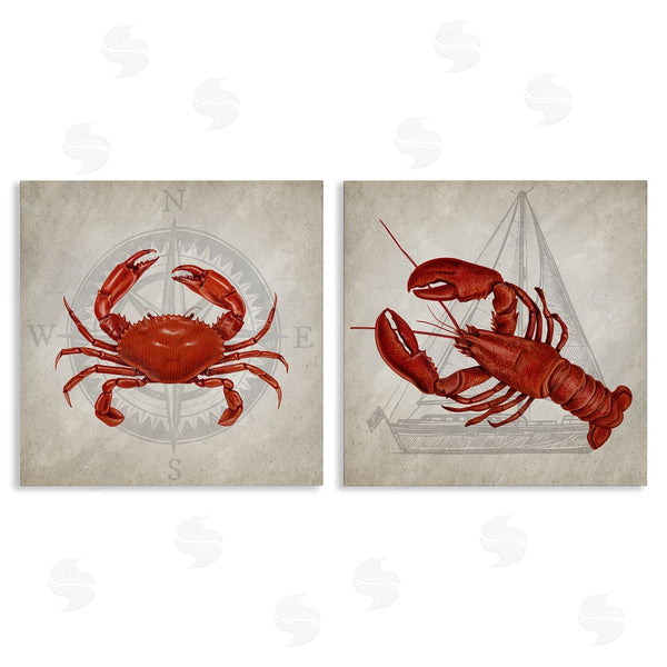 stupell industries Kim Allen | Lobster and Crab Compass