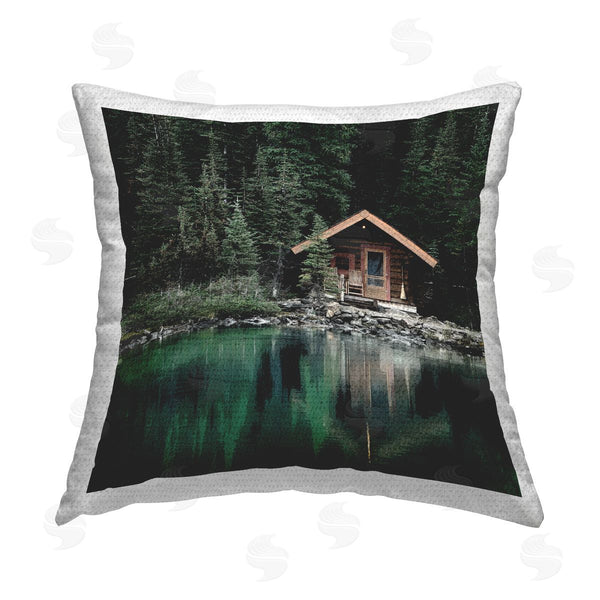 Stupell Industries Kim Allen | Log Cabin Lake Reflection Printed Throw Pillow