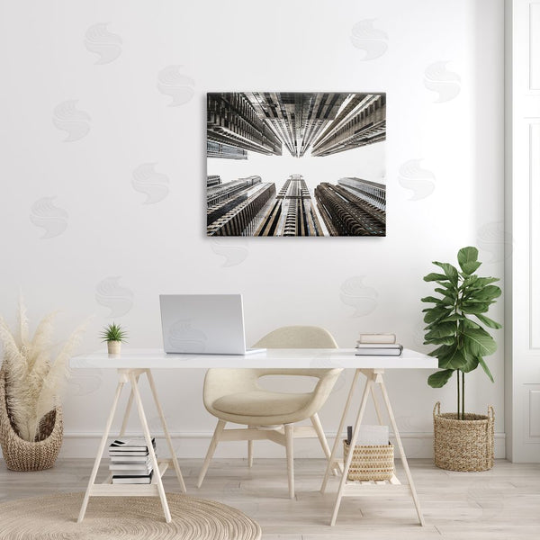 Stupell Industries Kim Allen | Looming City Buildings Looking Up Urban Architecture Wall Art