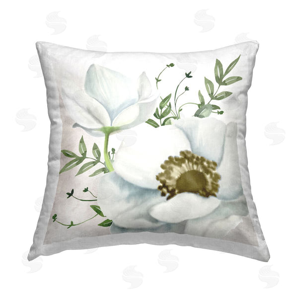 stupell industries Kim Allen | Magnolia & Leaf Sprigs Printed Throw Pillow