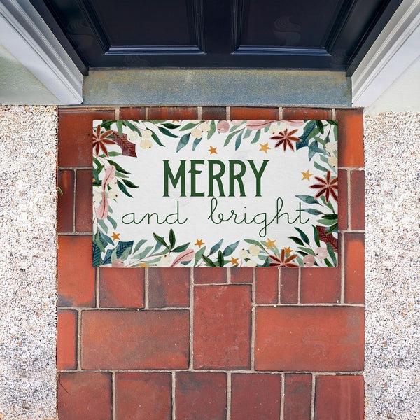Stupell Industries Kim Allen | Merry And Bright Seasonal Florals Non-Woven Door Mat