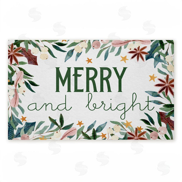 stupell industries Kim Allen | Merry And Bright Seasonal Florals Non-Woven Door Mat