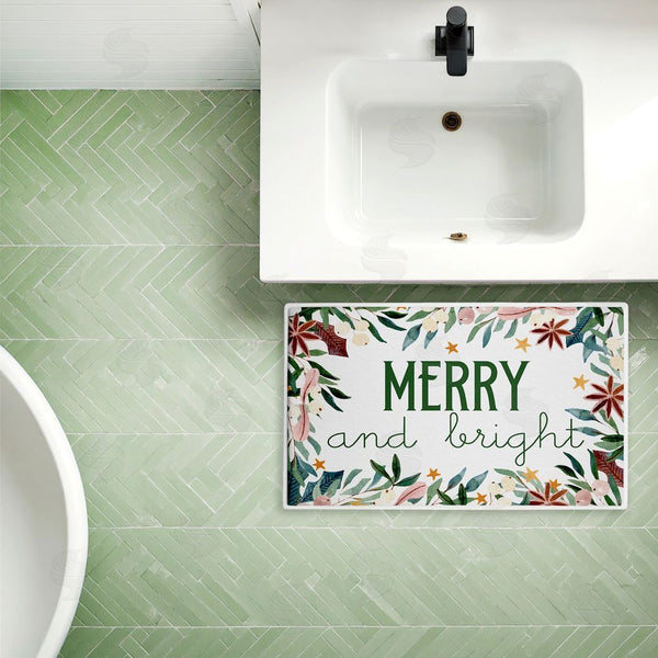 Stupell Industries Kim Allen | Merry And Bright Seasonal Florals Plush Bath Mat