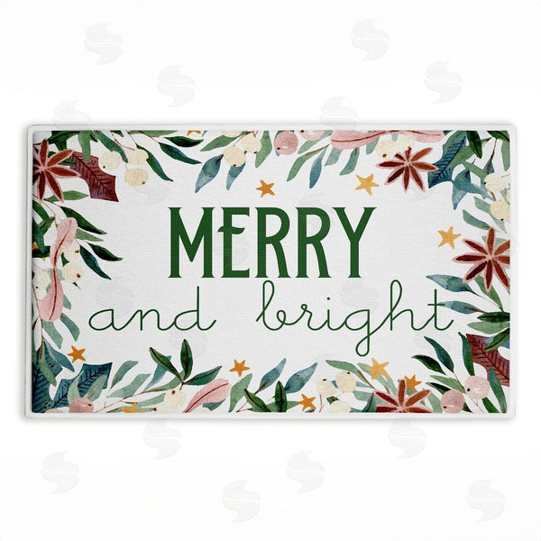 stupell industries Kim Allen | Merry And Bright Seasonal Florals Plush Bath Mat