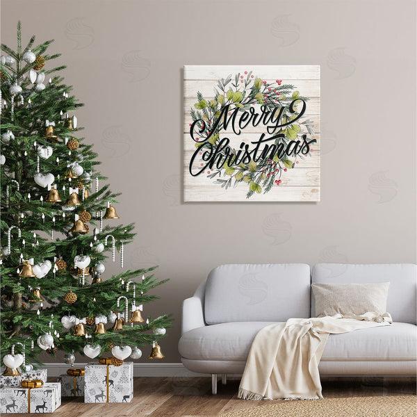 Stupell Industries Kim Allen | Merry Christmas Botanical Wreath Wall Art