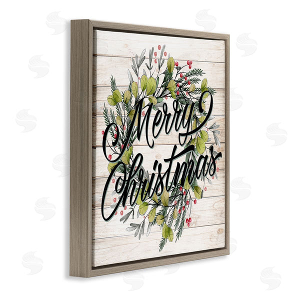 Stupell Industries Kim Allen | Merry Christmas Botanical Wreath Wall Art