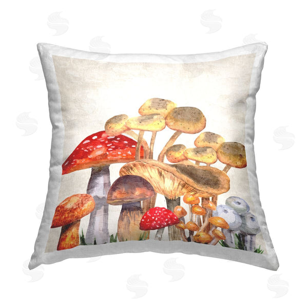 stupell industries Kim Allen | Mixed Woodland Mushrooms Printed Throw Pillow