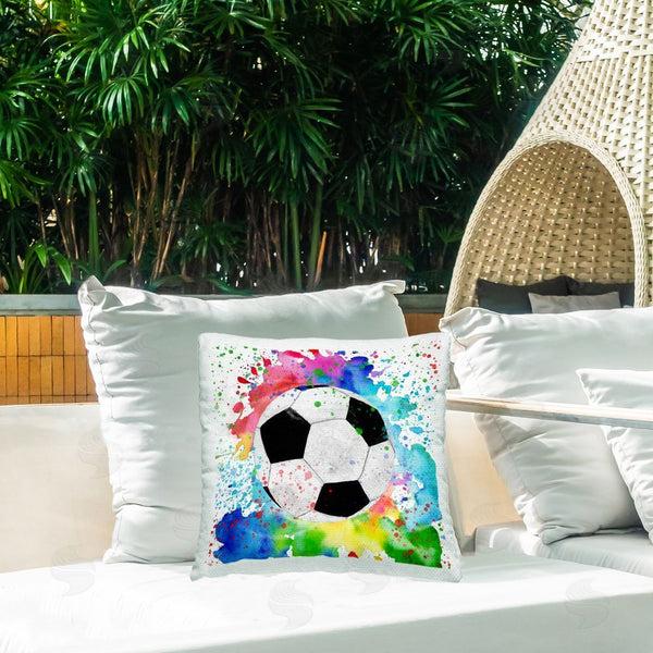 Stupell Industries Kim Allen | Modern Splash Soccer Ball Printed Throw Pillow