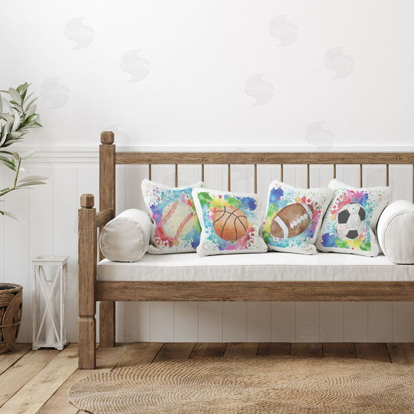 Stupell Industries Kim Allen | Modern Sports Balls Splash Printed Throw Pillow Set