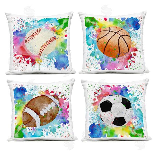 Stupell Industries Kim Allen | Modern Sports Balls Splash Printed Throw Pillow Set