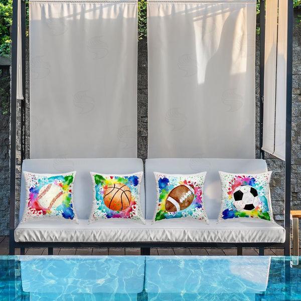 Stupell Industries Kim Allen | Modern Sports Balls Splash Printed Throw Pillow Set