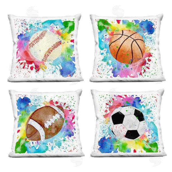 stupell industries Kim Allen | Modern Sports Balls Splash Printed Throw Pillow Set