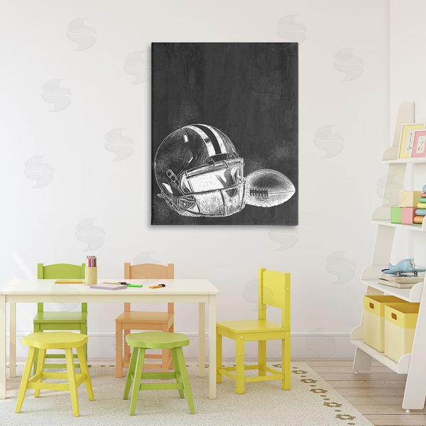 Stupell Industries Kim Allen | Monochrome Football Helmet & Ball