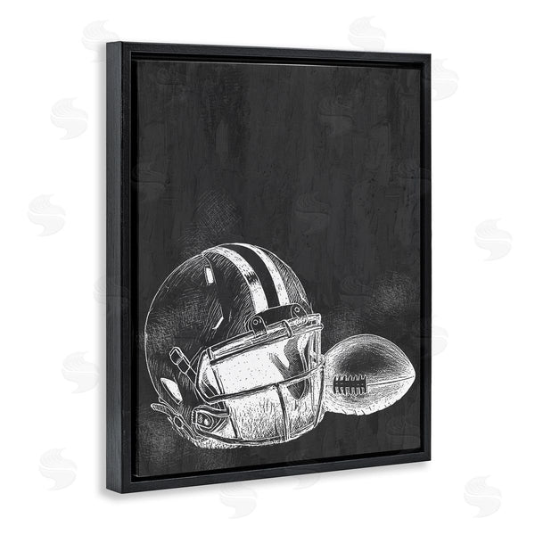 Stupell Industries Kim Allen | Monochrome Football Helmet & Ball