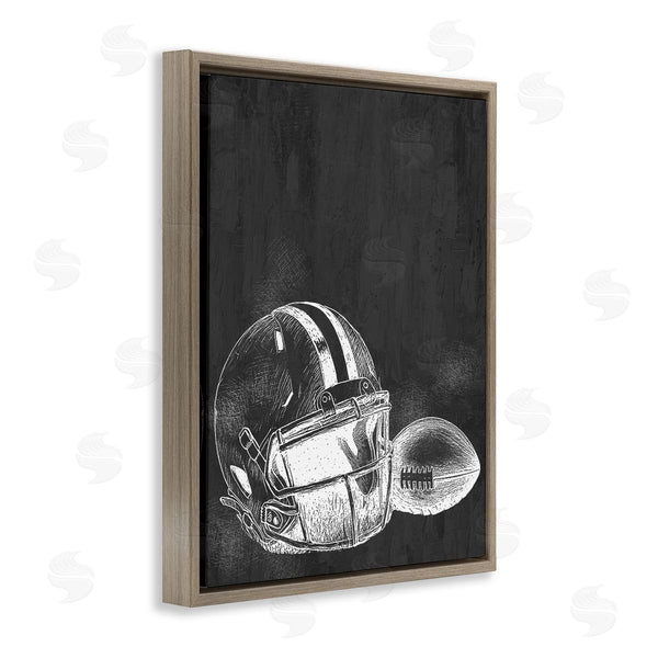 Stupell Industries Kim Allen | Monochrome Football Helmet & Ball