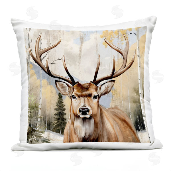 Stupell Industries Kim Allen | Mountain Walk Elk Portrait Printed Throw Pillow