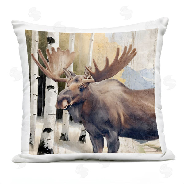 Stupell Industries Kim Allen | Mountain Walk Moose Portrait Printed Throw Pillow