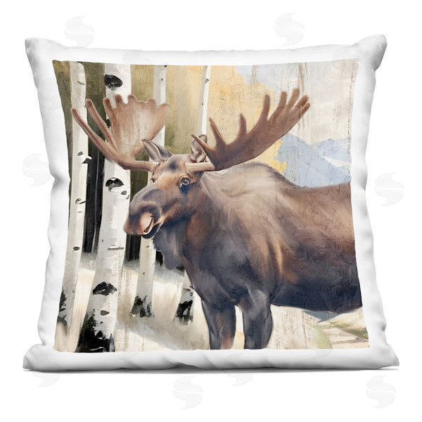 stupell industries Kim Allen | Mountain Walk Moose Portrait Printed Throw Pillow