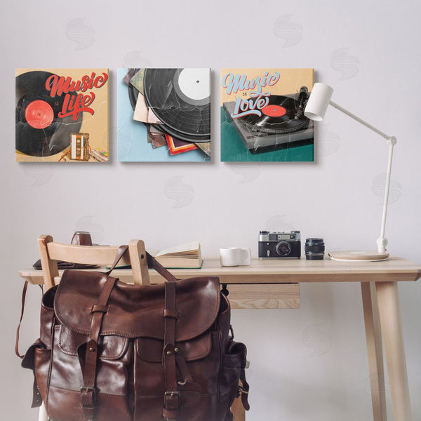 Stupell Industries Kim Allen | Music Is Love Life Vintage Turntable Wall Art