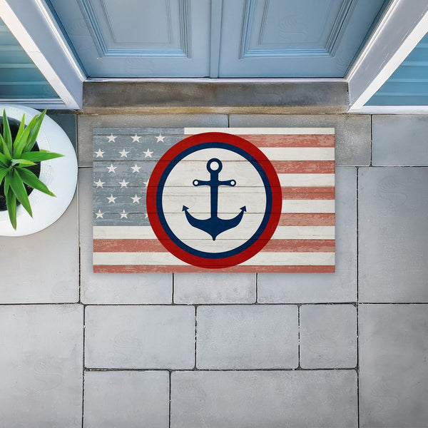 Stupell Industries Kim Allen | Nautical Flag With Anchor Non-Woven Door Mat