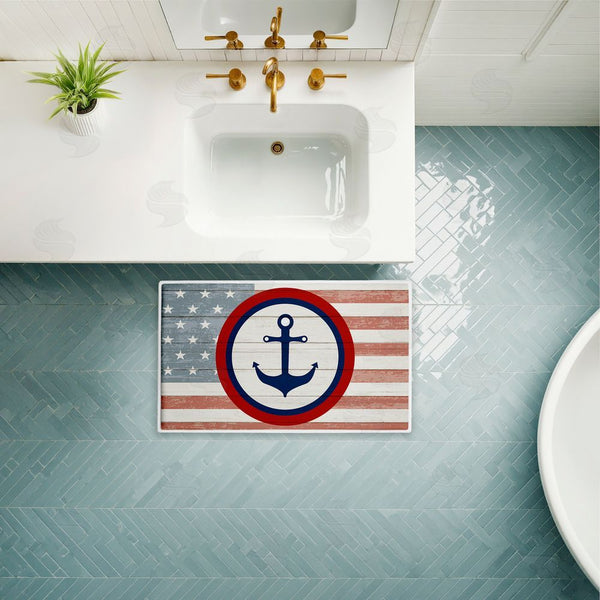 Stupell Industries Kim Allen | Nautical Flag With Anchor Plush Bath Mat