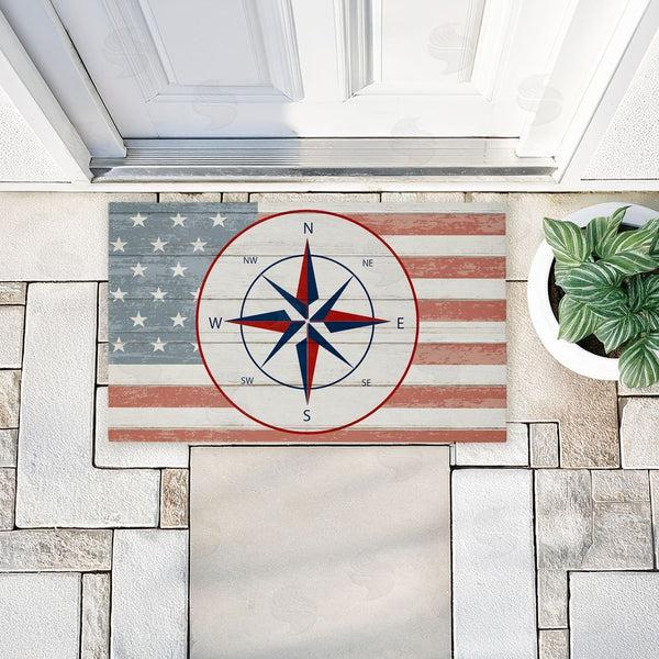 Stupell Industries Kim Allen | Nautical Flag With Compass Non-Woven Door Mat