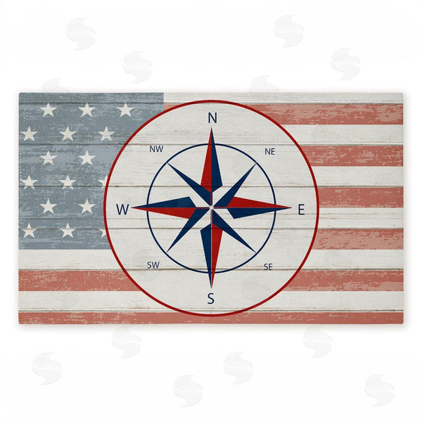 stupell industries Kim Allen | Nautical Flag with Compass Non-Woven Door Mat