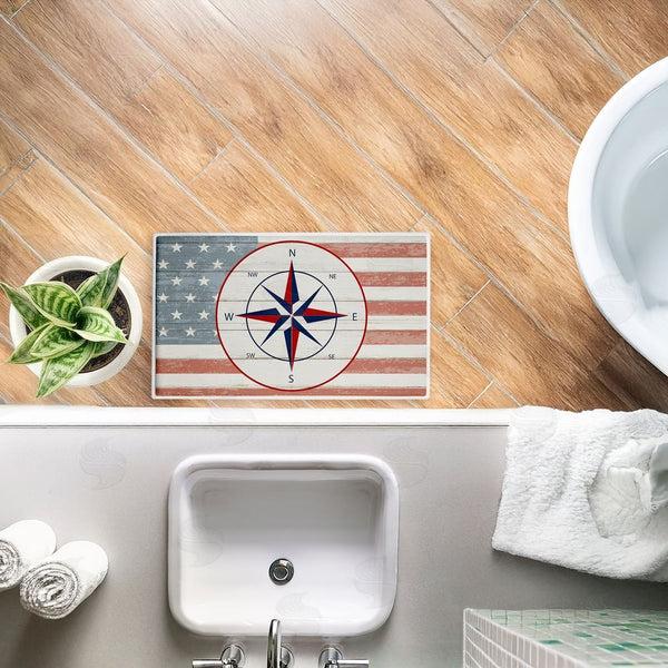 Stupell Industries Kim Allen | Nautical Flag With Compass Plush Bath Mat