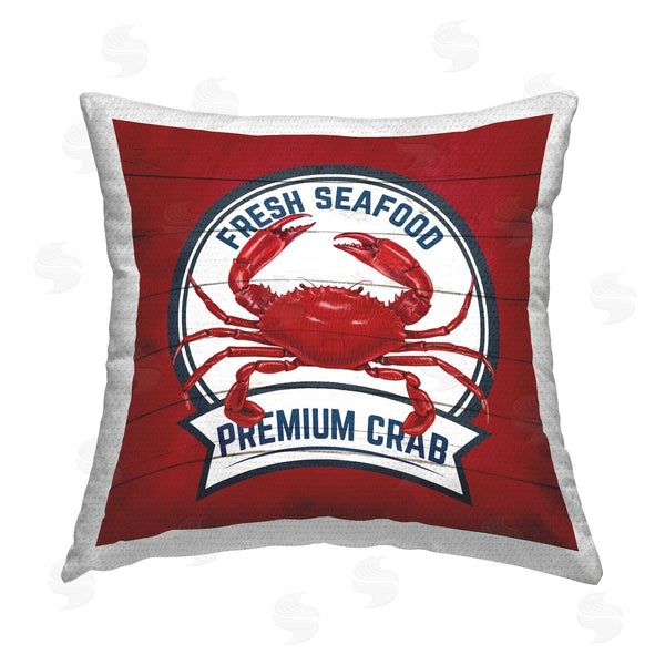 Stupell Industries Kim Allen | Nautical Fresh Seafood Crab Printed Throw Pillow