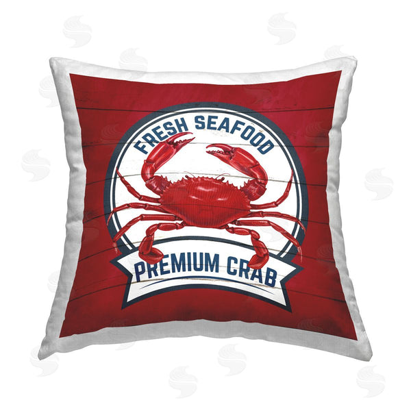 stupell industries Kim Allen | Nautical Fresh Seafood Crab Printed Throw Pillow